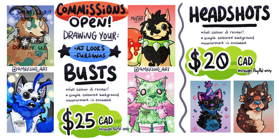 Commission sheet designed for my commission slots.