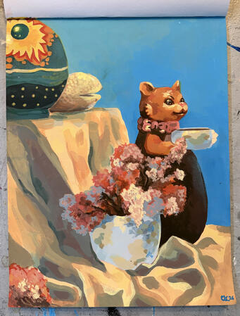 Still life acrylic painting.